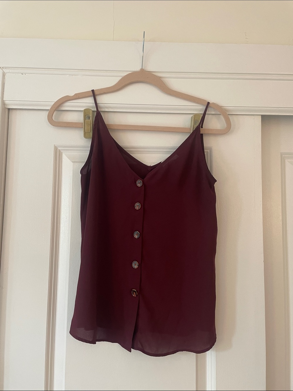 LOFT Wine Button-Front Spaghetti Strap Cami